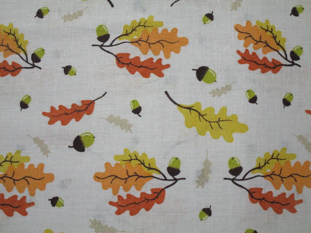 Bavlna biela "žlto-pomarančové listy" 