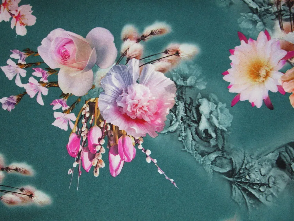 Šatovka zeleno-modrá "kvety" 