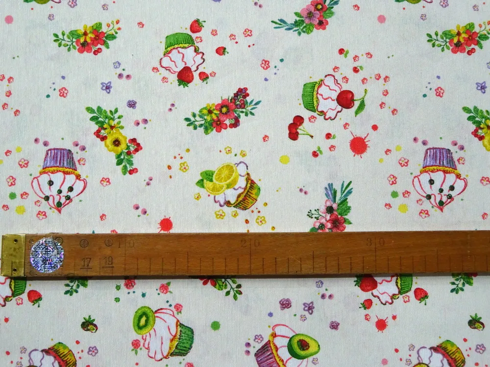 Poťahovka maslová "ovocný muffin, kvety"