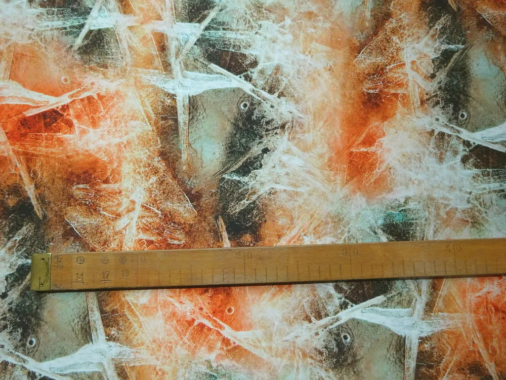 Hodváb hnedo-pomarančový "abstraktný vzor"