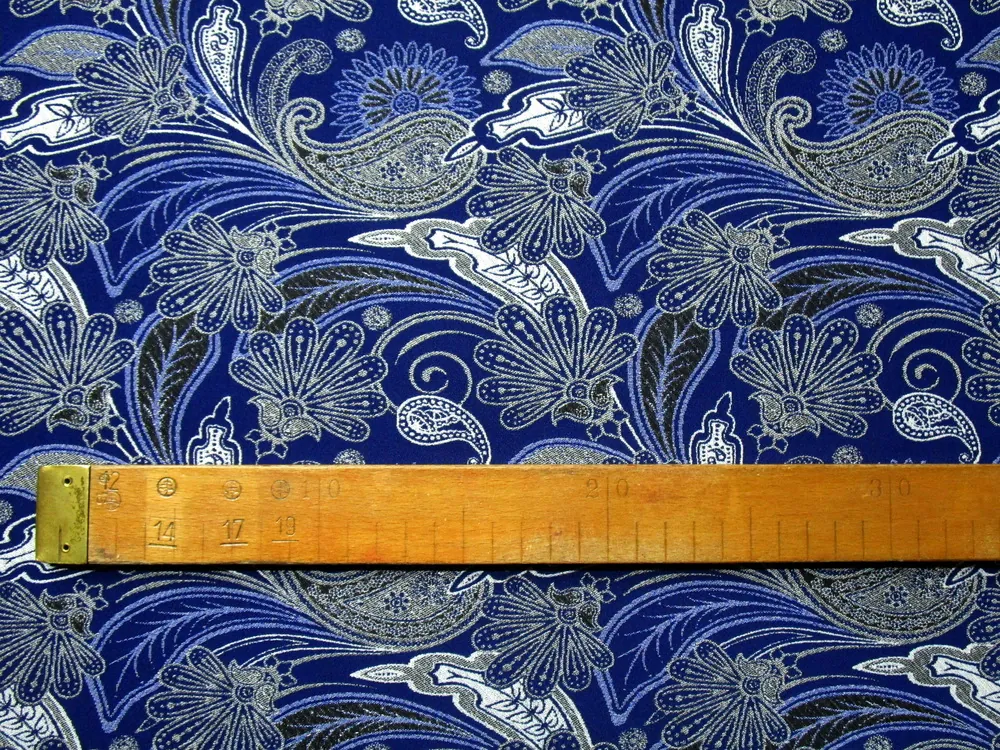 Žakard modrý "kašmírový vzor" 