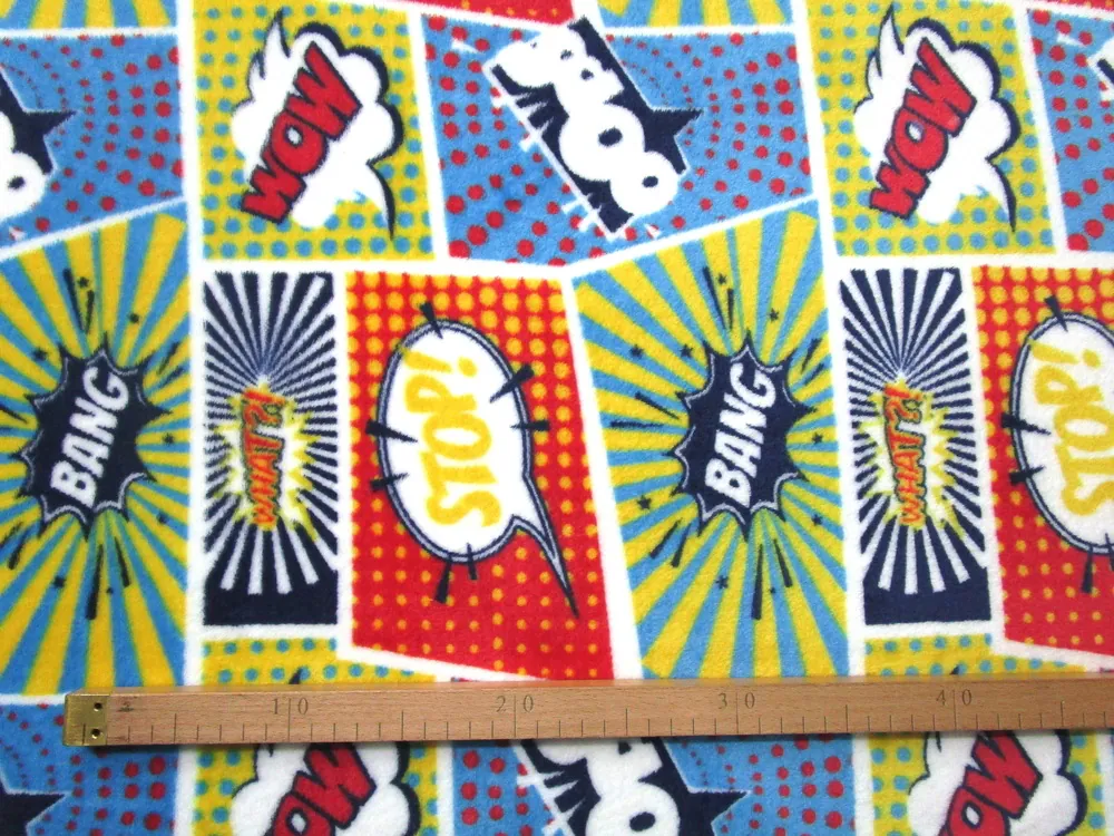 Fleece biely "farebný komiks" 