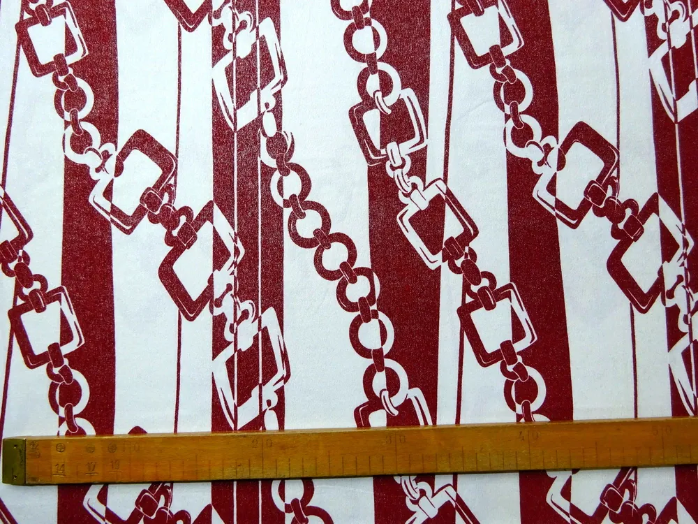 Úplet bielo-vínový s glitrami "pásik, reťaz"