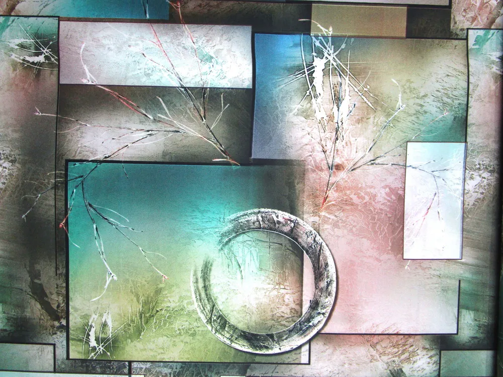 Hodváb fialkovo-tyrkysovo-hnedý "nature"