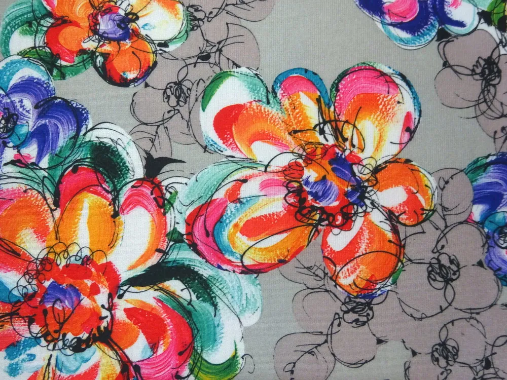 Úplet sivý "farebné kvety"