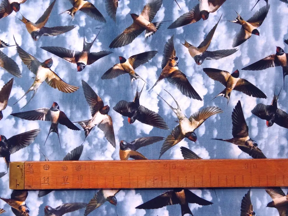 Úplet modrý "vtáky" - digitálna tlač 