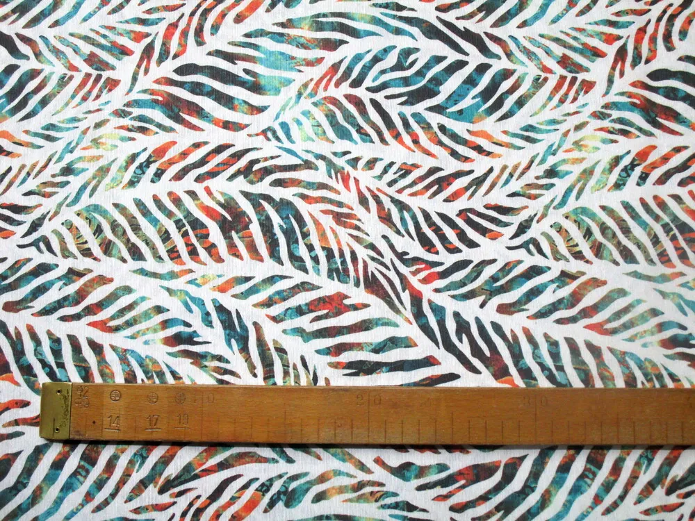 Poťahovka biela "pomarančovo-tyrkysové listy"