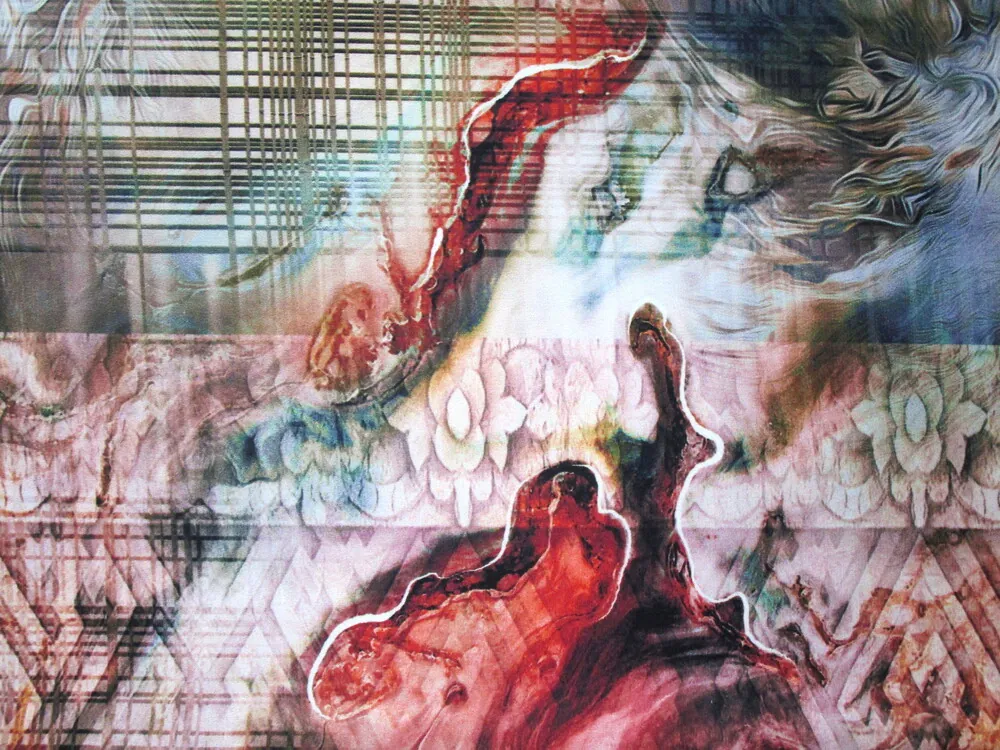 Hodváb ružovo-pomarančový "vzorovaný"