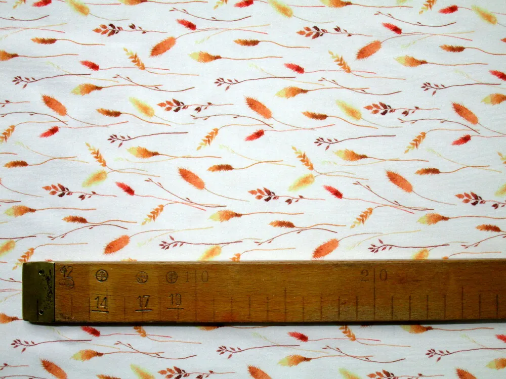 Úplet smotanový "pomarančovo-žltý prírodný motív" 