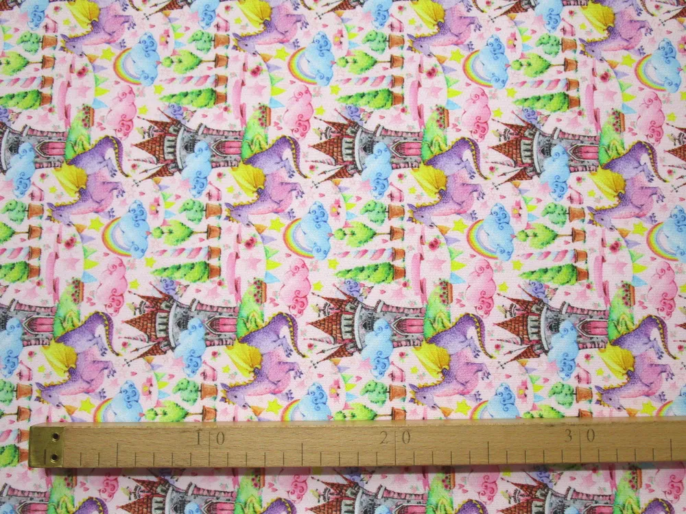 Teplákovina počesaná ružová "drak, zámok"