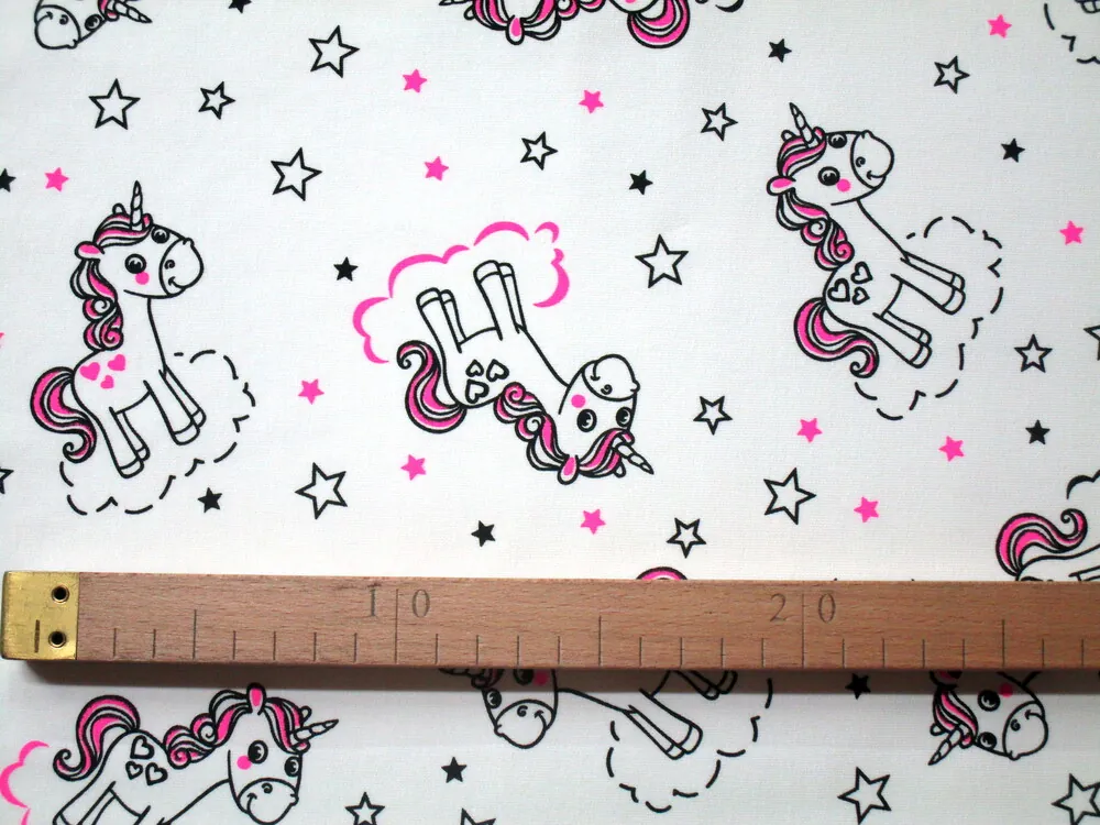 Teplákovina maslová "jednorožec, hviezdičky" 