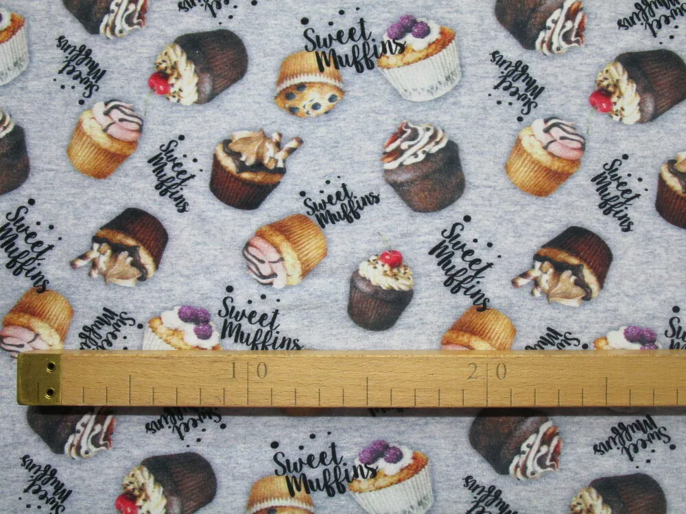 Úplet sivý melír "sweet muffins" - digitálna tlač