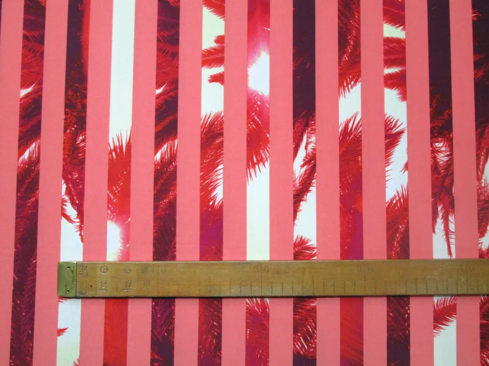 Úplet maslovo-korálový "palma, pásik"