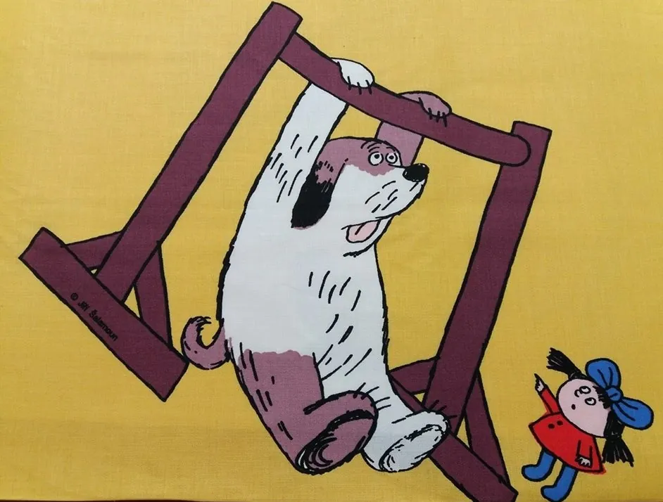 Bavlna tmavo žltá "Maxi pes Fík a Ája"