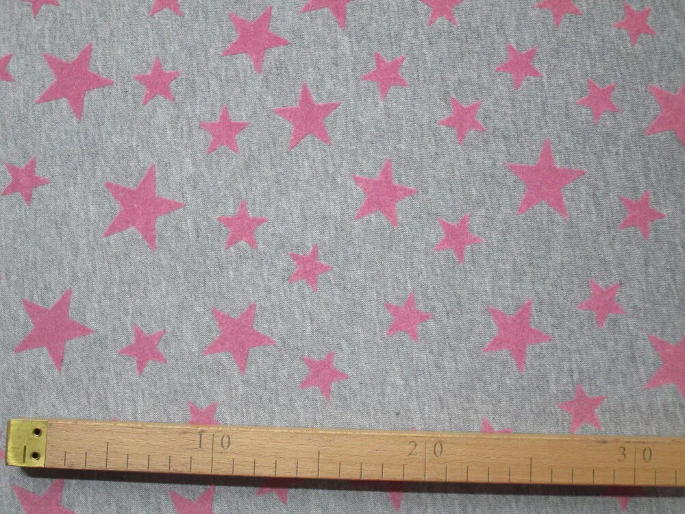 Teplákovina počesaná sivý melír "ružová hviezda"