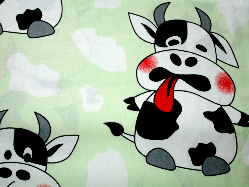 Bavlna zelená "kravičky"