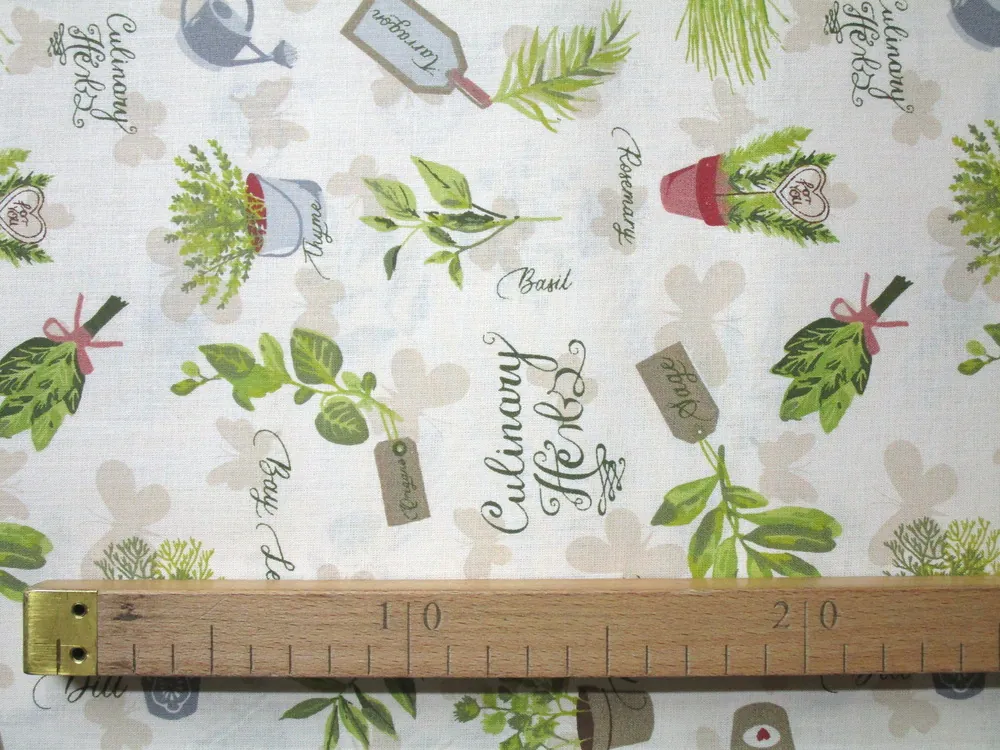 Bavlna svetlobéžová "bylinky"