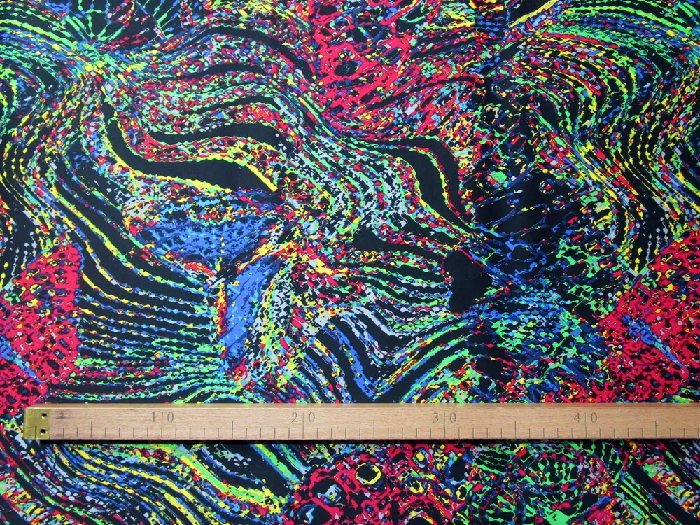 Satén bavlnený elastický čierny "farebné vyriácie" 