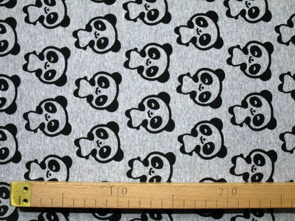 Teplákovina sivý melír "čierna panda"