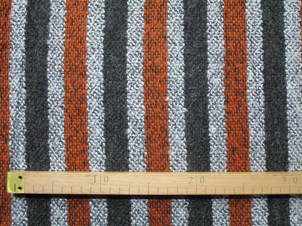 Kabátovina pomarančovo-sivo-čierna "pásiky"