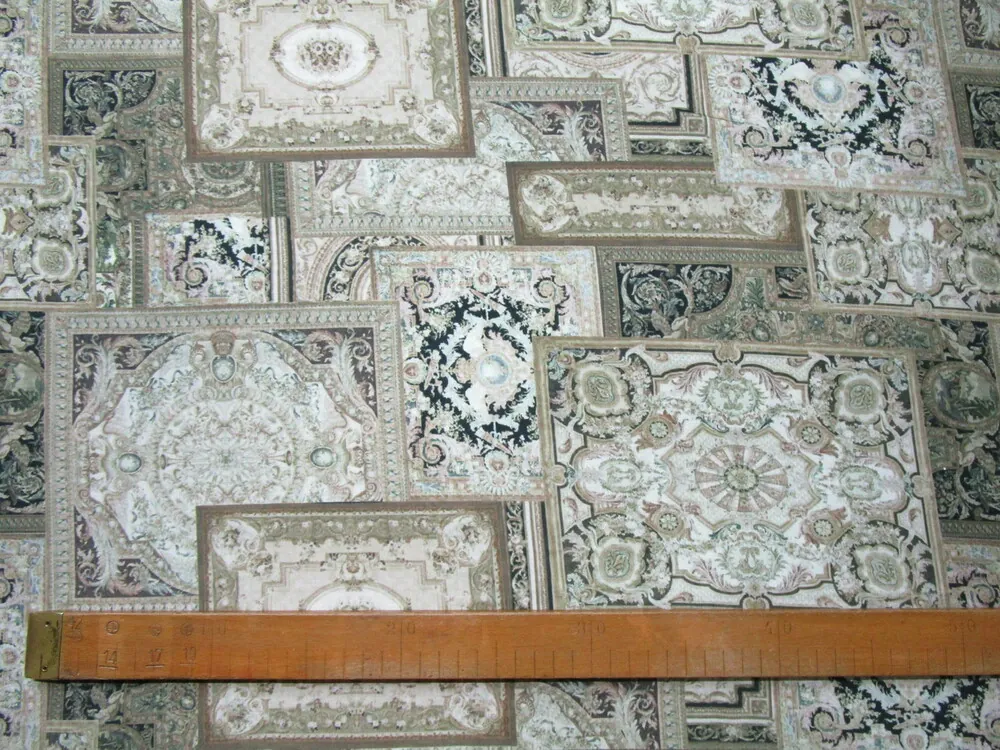 Hodváb zeleno-hnedý "ornamenty" 