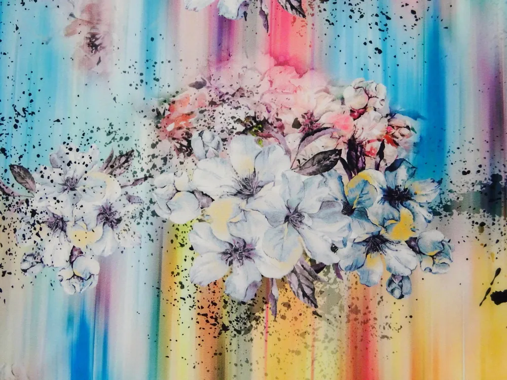 Šatovka modrá "kvety" - bordúra jednostranná