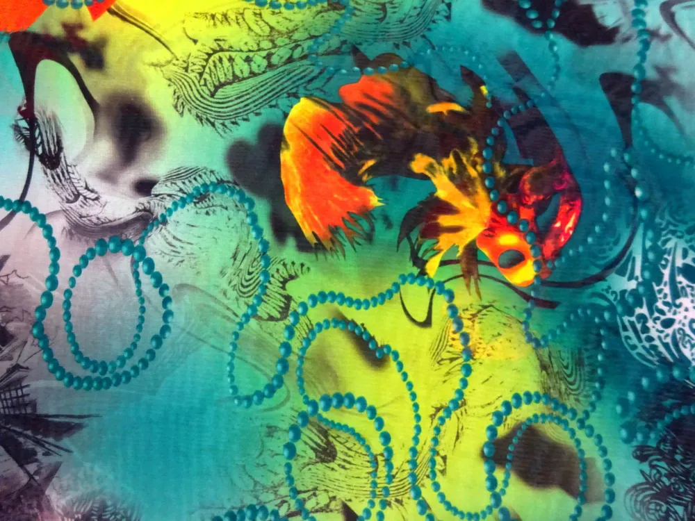 Šifón žlto-zelený "theater" 