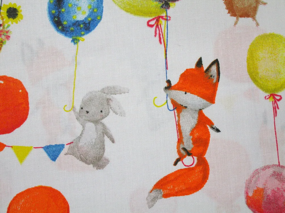 Bavlna biela "zvieratká, balóniky" 