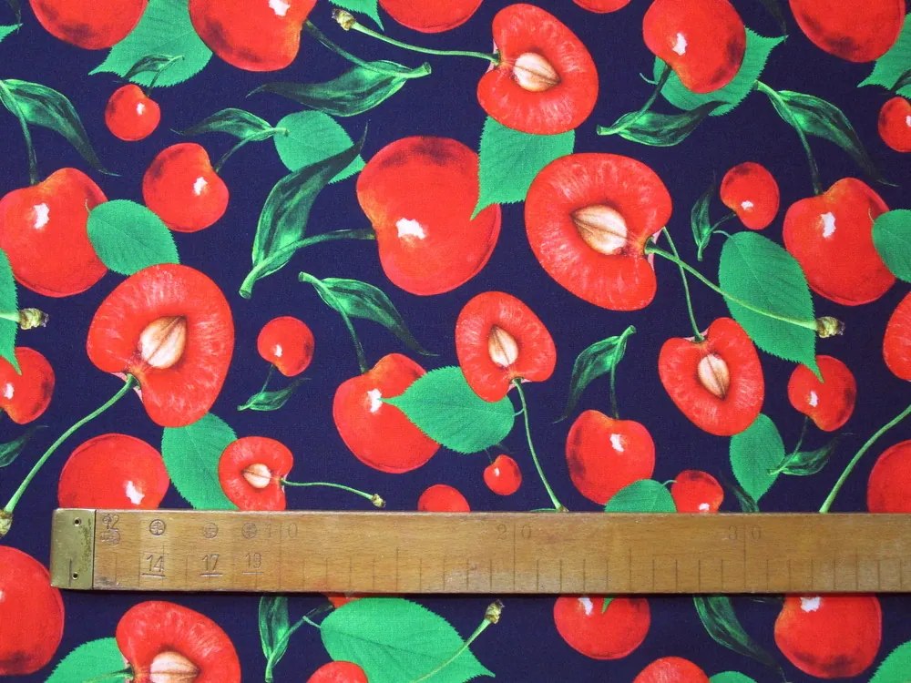 Úplet tmavomodrý "čerešne" - digitálna tlač