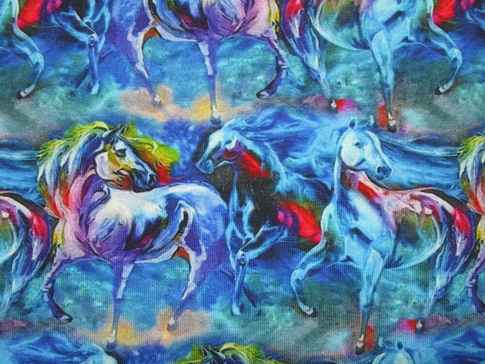 Úplet tyrkysovo-modrý "kone" - digitálna tlač