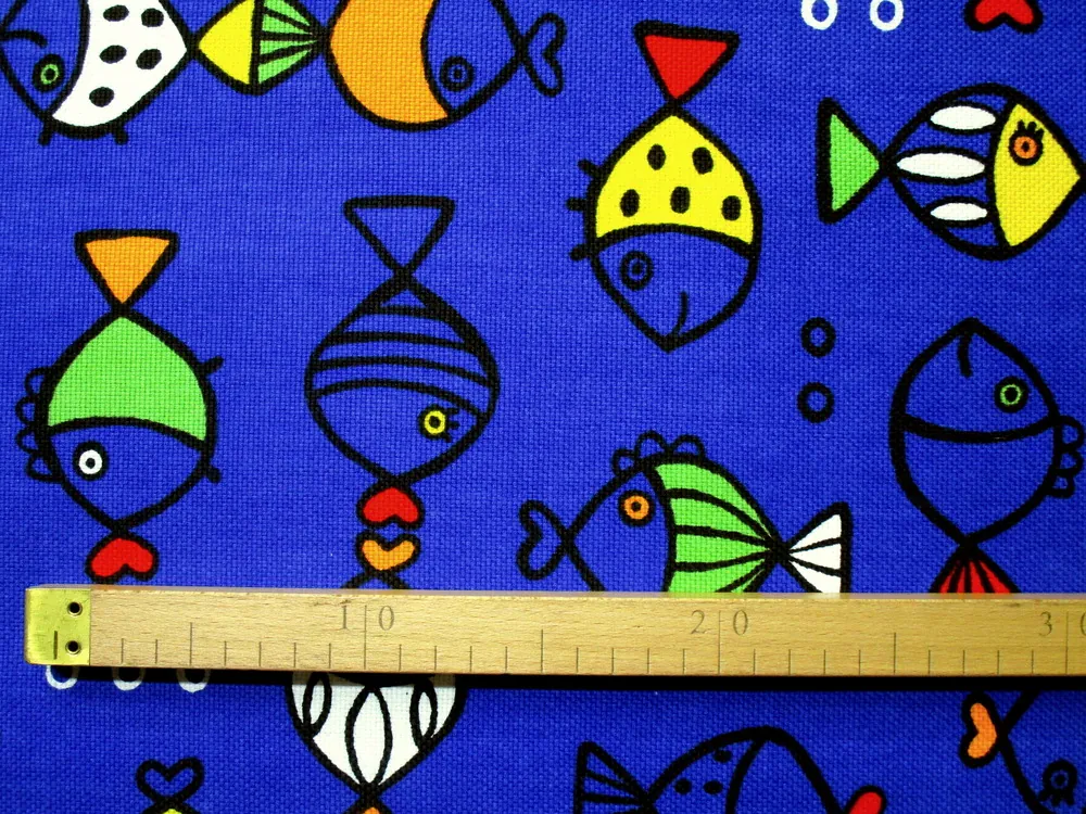 Poťahovka modrá "ryby" - 2. akosť 