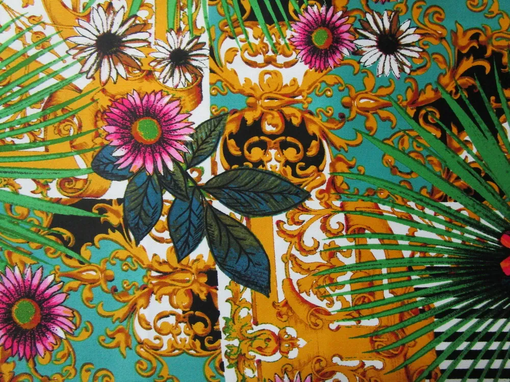 Satén bavlnený elastický "ružový kvet" - matný