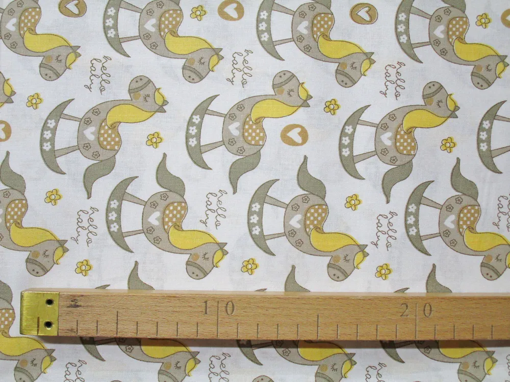 Bavlna biela "béžový hojdací koník"