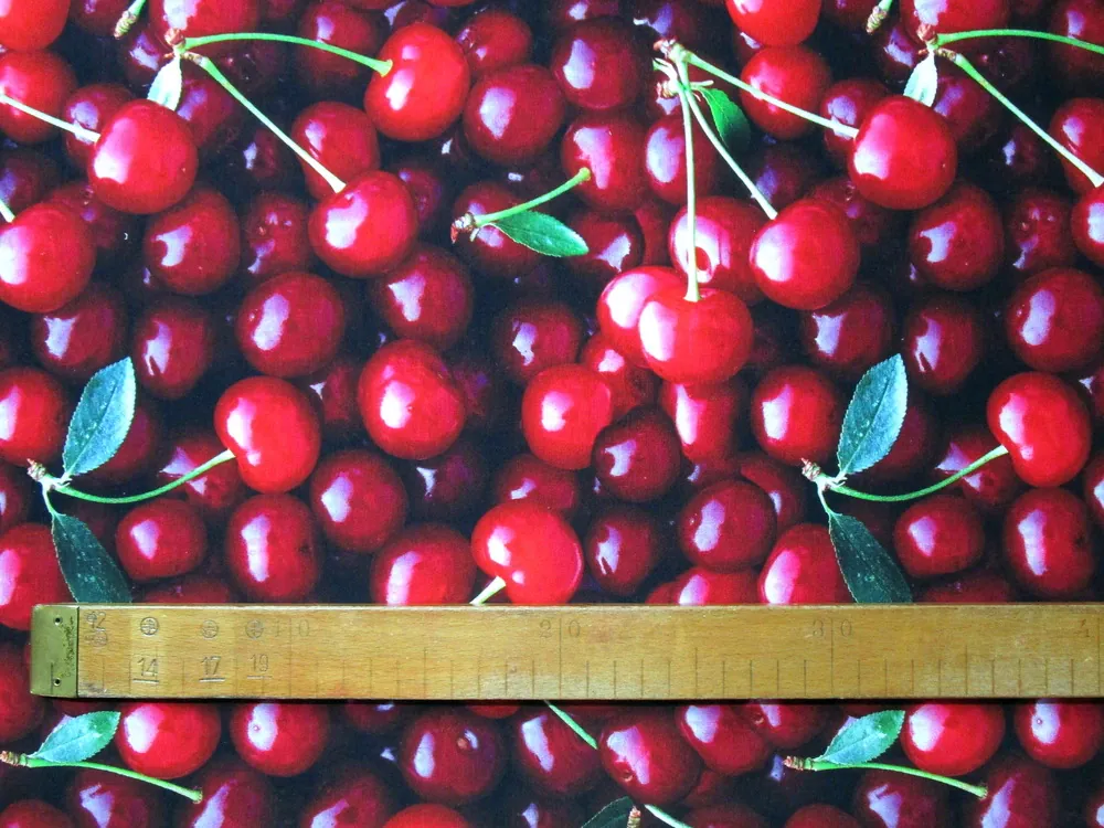 Úplet červeno-vínový "3D čerešne" - digitálna tlač