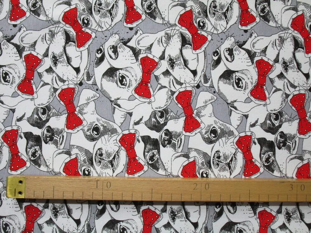 Teplákovina sivá "psík s červenou mašličkou"