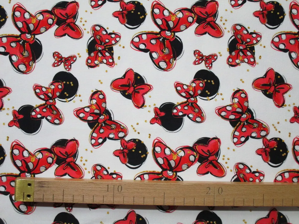 Teplákovina smotanová "Minie s červenou mašličkou" 