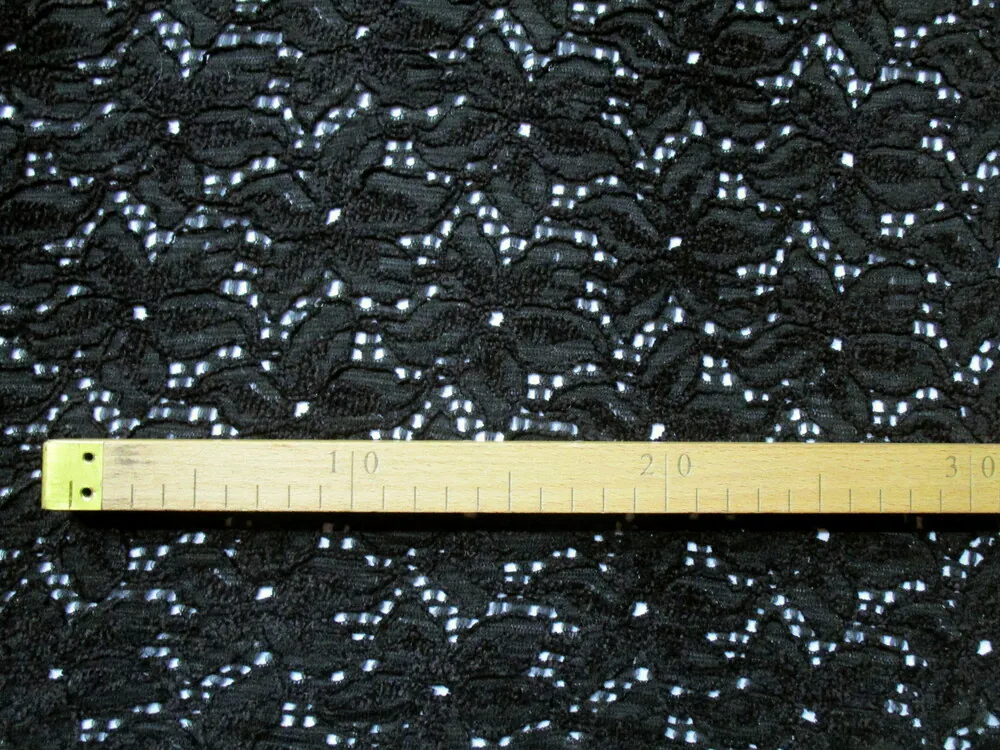 Krajka elastická čierna "plastické kvety"