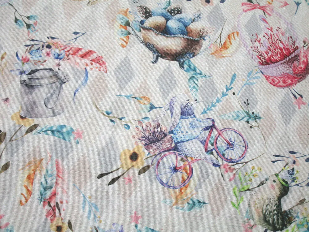 Poťahovka biela "jarný motív" 