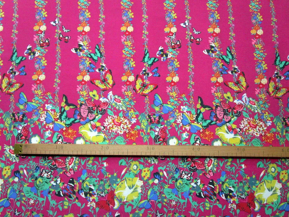 Riflovina ružová "motýle a kvety" - bordúra obojstranná