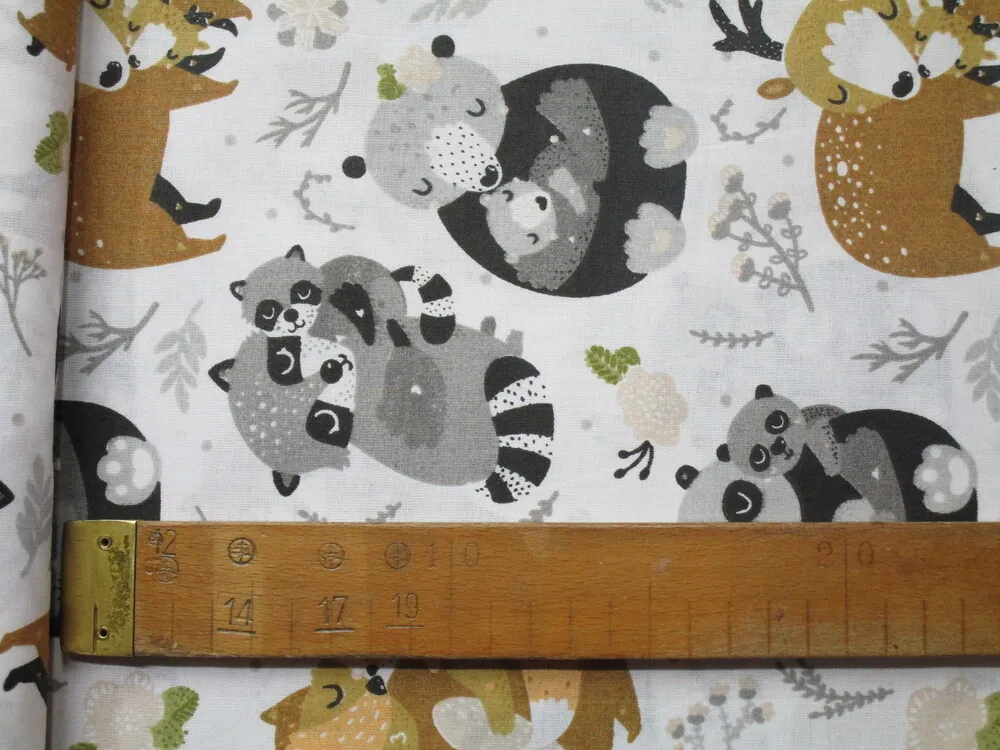 Bavlna biela "lesné zvieratká" 