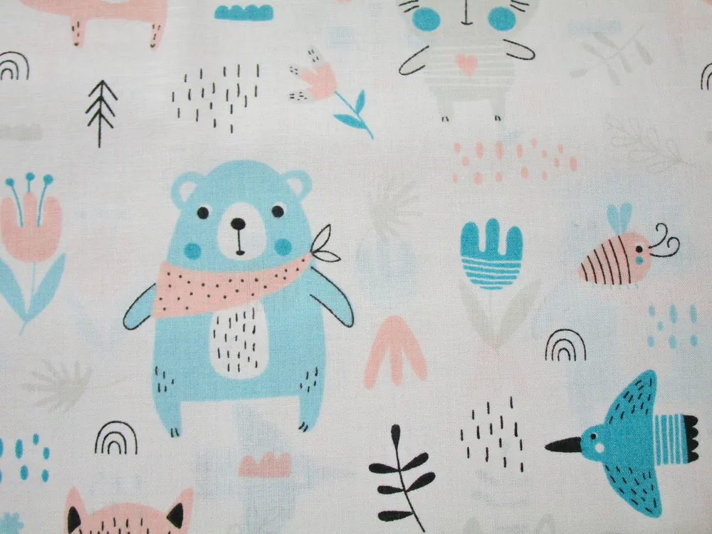 Bavlna biela "zvieratká" 