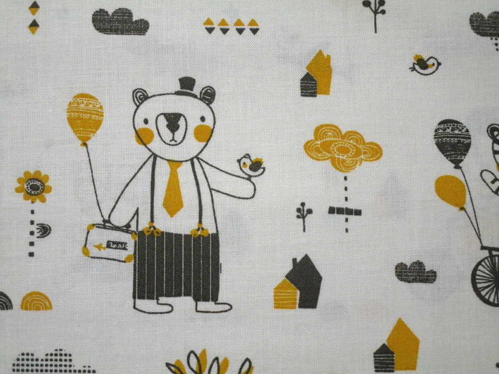 Bavlna smotanová "sivo-horčicové zvieratká"