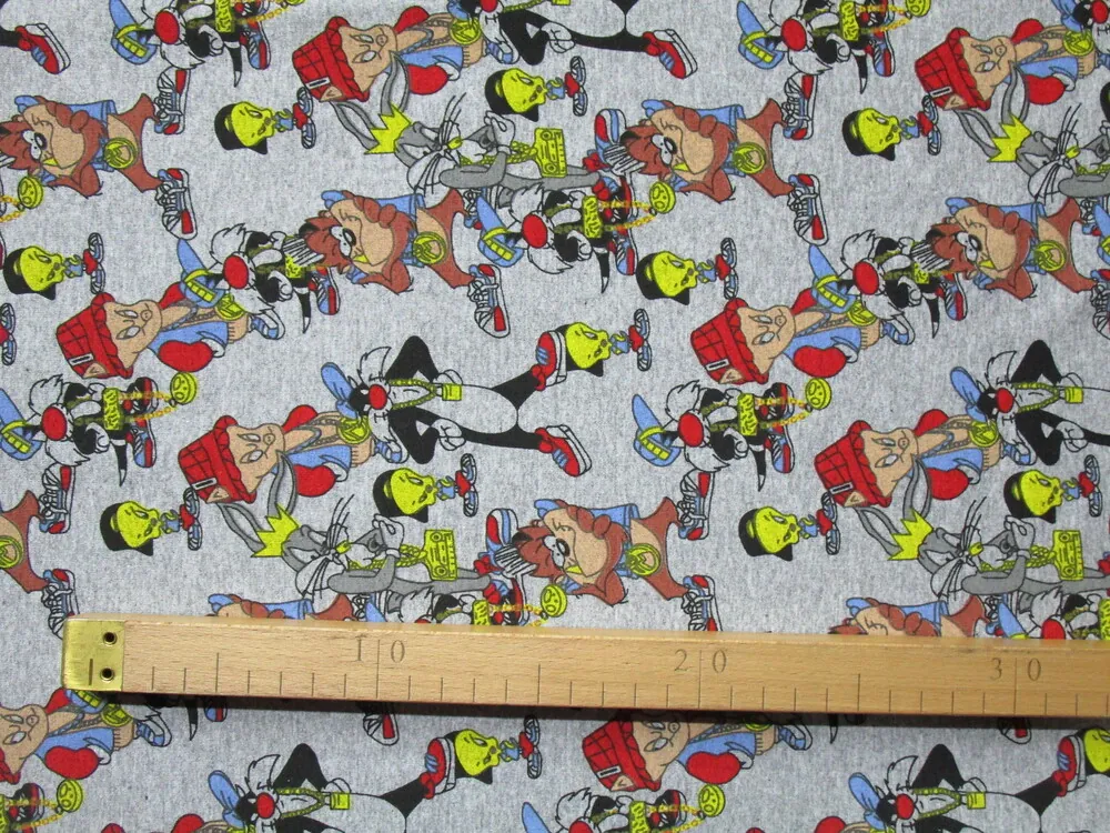 Teplákovina sivý melír "Disney postavičky"