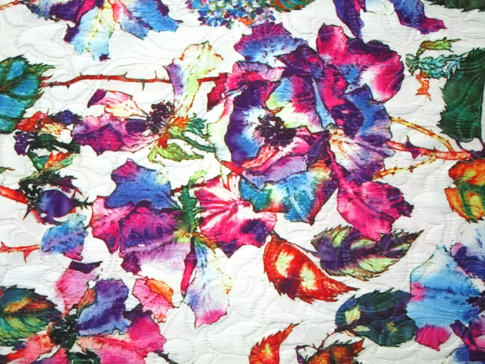 Žakard maslový "farebné kvety a listy"