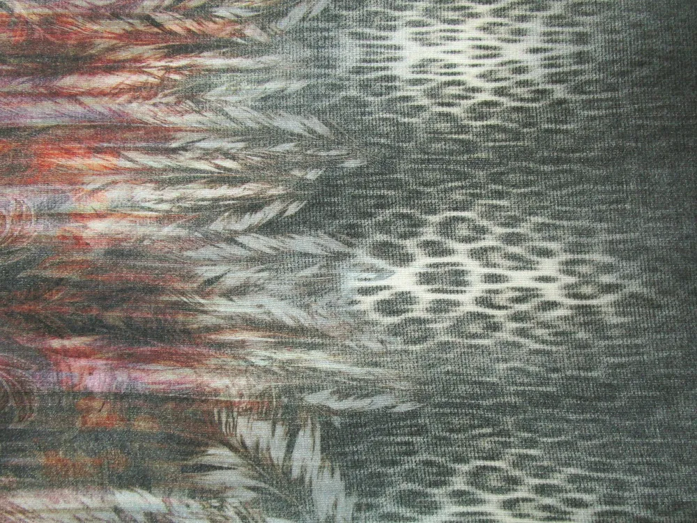 Úplet sivo-zelený "kvety, listy" - raport, talianska kolekcia