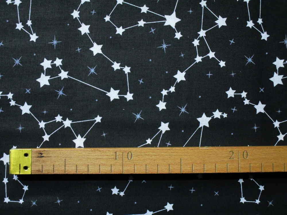 Bavlna čierna "biela hviezdna obloha"