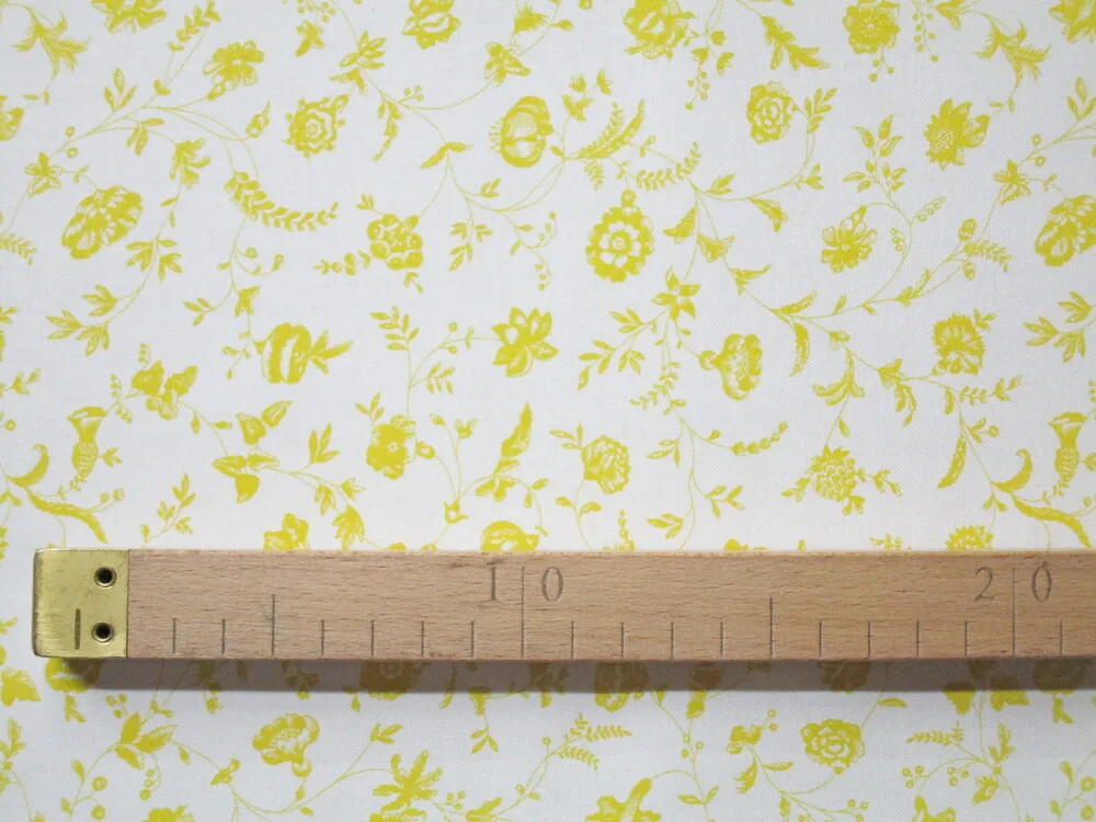 Bavlna biela "žlté kvety" - certifikovaná 