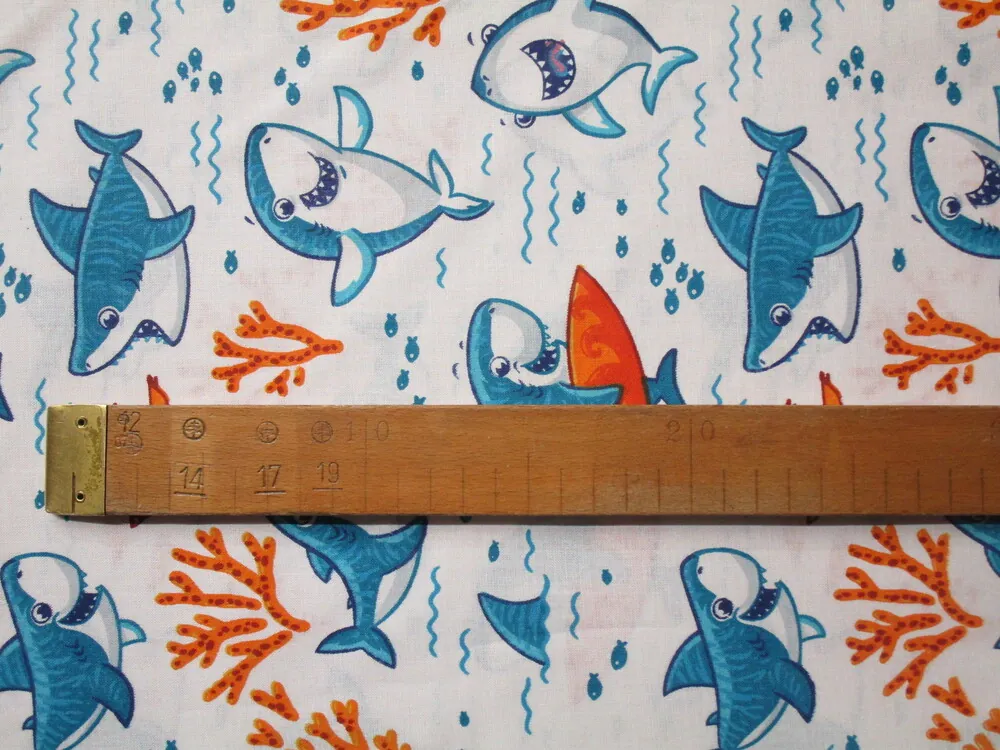 Bavlna biela "veselý žralok"