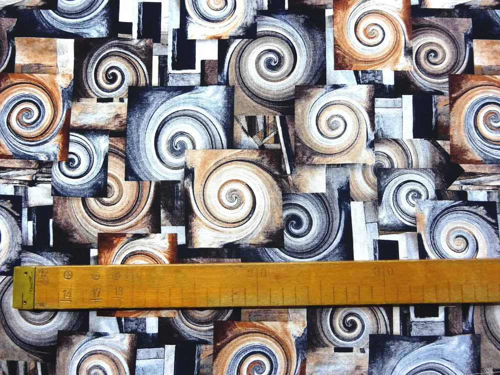 Šatovka čierna "béžovo-sivo-modrý vzor"