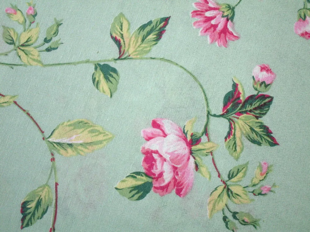 Poťahovka zelená "ružové kvety"